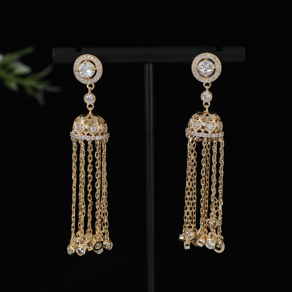 Women Accessories Dubai - Длинные геометрические круглые длинные серьги с